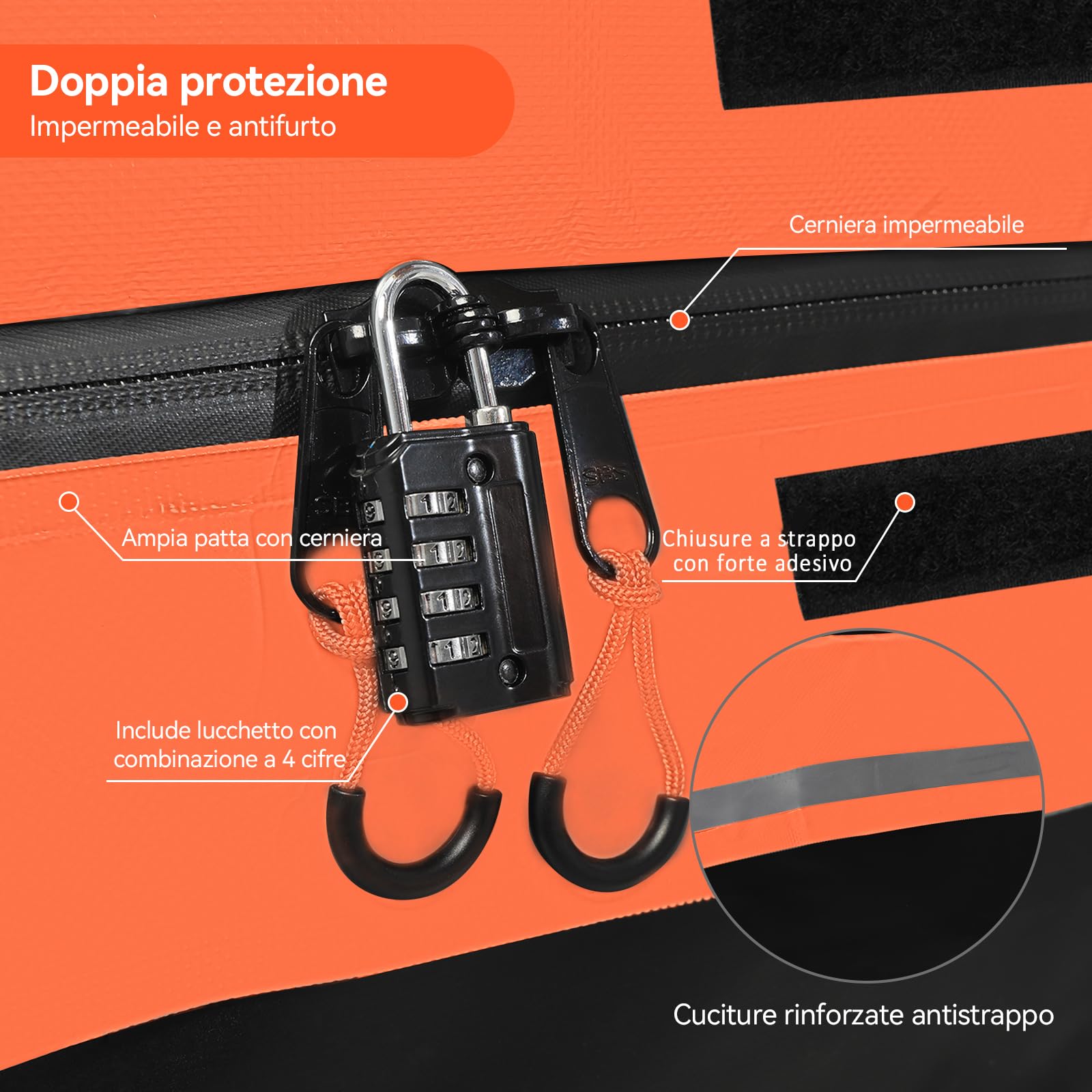 YU YUSING Box da Tetto Auto 600 L, Borsa da Tetto Pieghevole e Impermeabile, Baule Auto Tetto in PVC 500D, 8 Ganci e 8 Cinghie di Rinforzo, Compatibile con/senza Portapacchi, Arancione