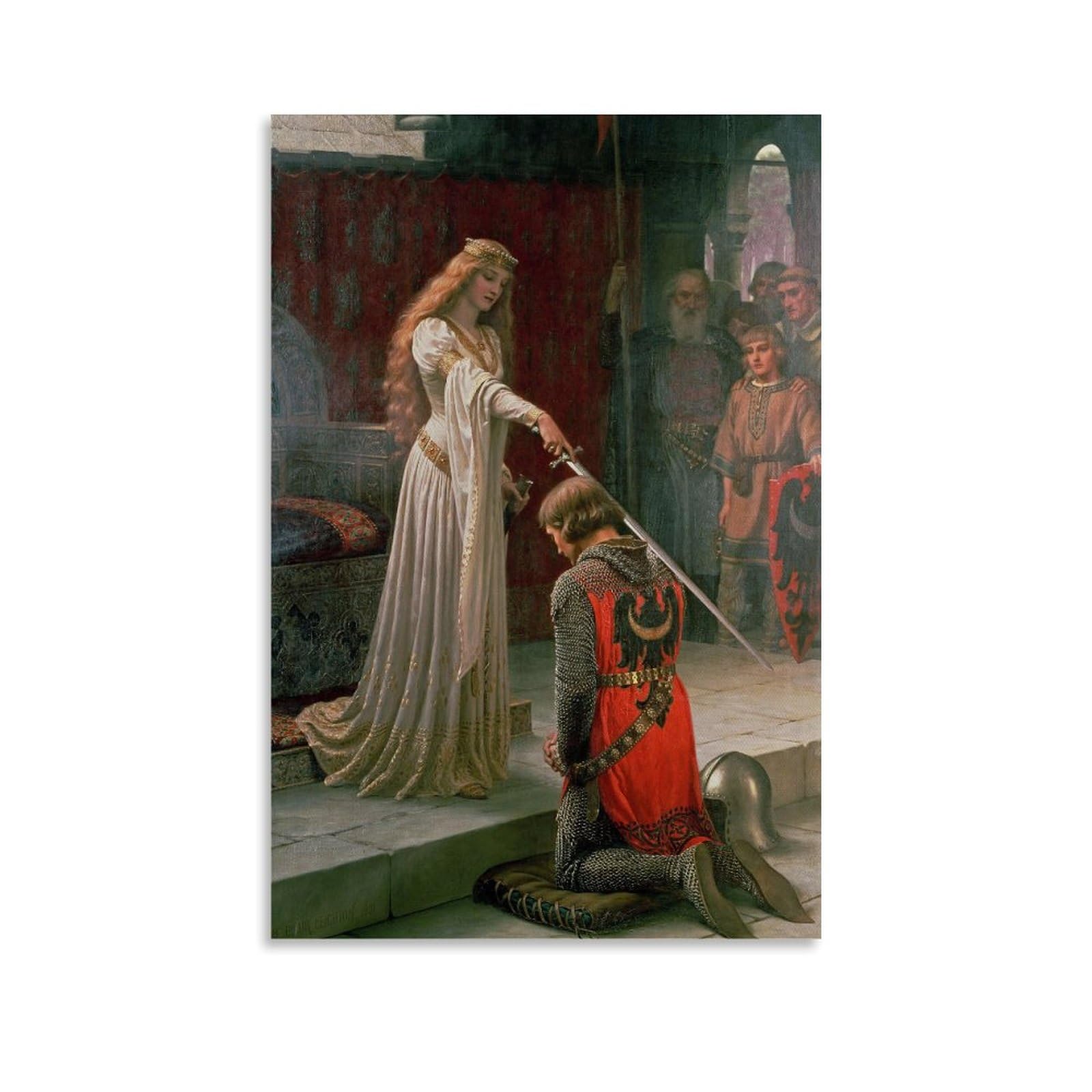 Xindanhan Edmund Blair Leighton Accolade Poster Canvas Wall Art Painting Living Room Posters for Bedroom Decor 24x36inch(60x90cm)