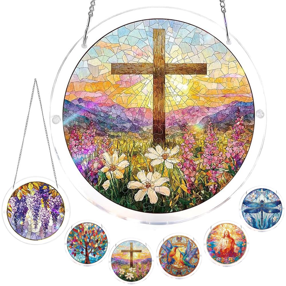 Acrylic Puzzles Suncatcher Window Hanging, Acrylic Puzzle for Adult, 83 Pieces Acrylics Jigsaw Puzzle Suncatcher, Colorful Flame Hummingbird Sun Catchers Window Hanging Panel (Style F) — view 23