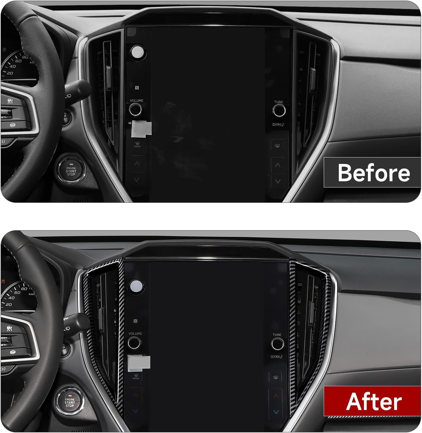Car ABS Carbon Fibe Trim Center Console Air Condition Side Vent Outlet Decal Interior Sticker Cover Accessories for Subaru Crosstrek & Impreza 2024 2025