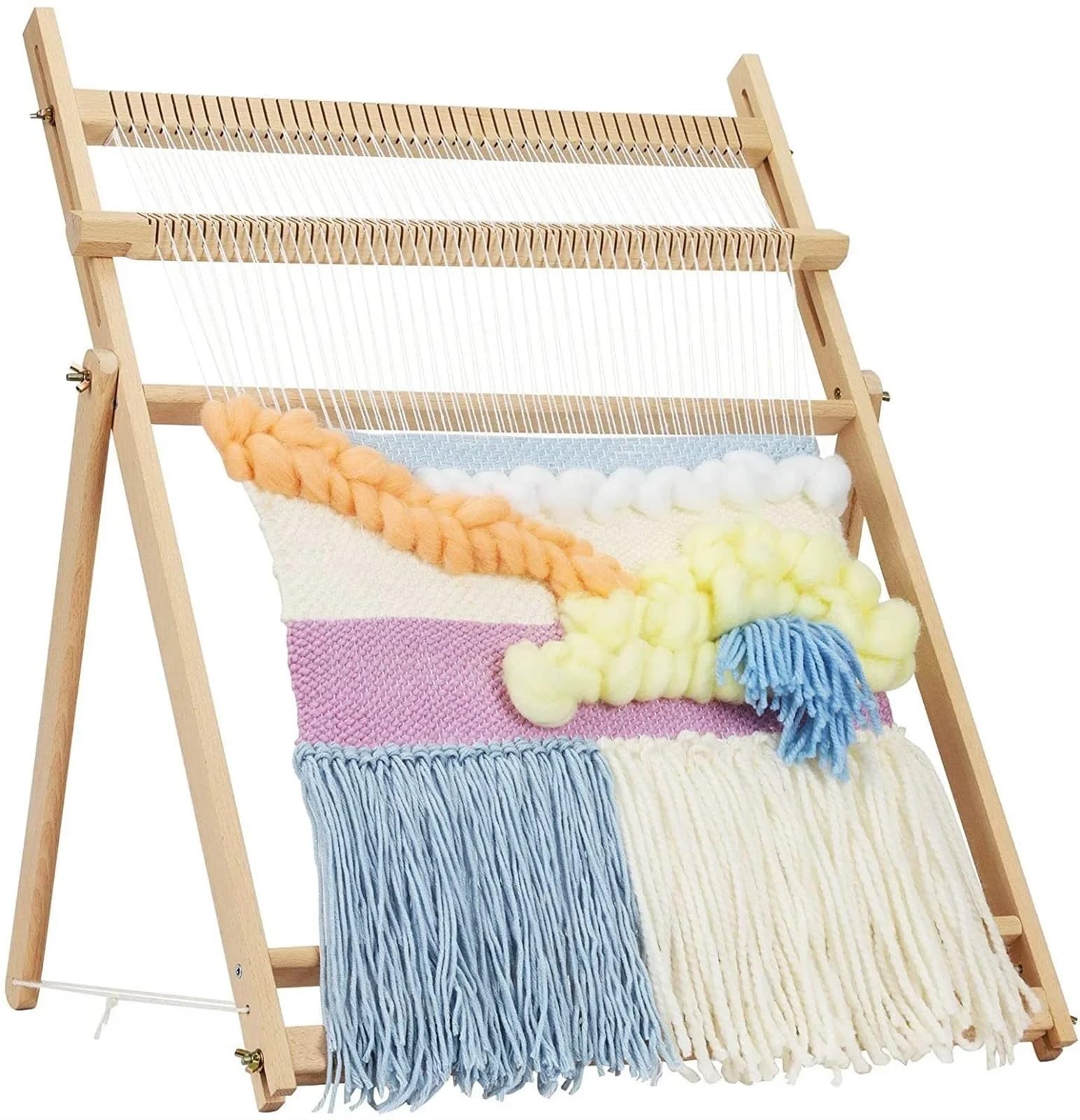 Webrahmen für Anfänger 23,6" H x 21,3" B Extragroßer DIY-Holzwebstuhl-Bausatz, Multi-Craft-Montagerahmen, Webstuhl, Strickmaschine