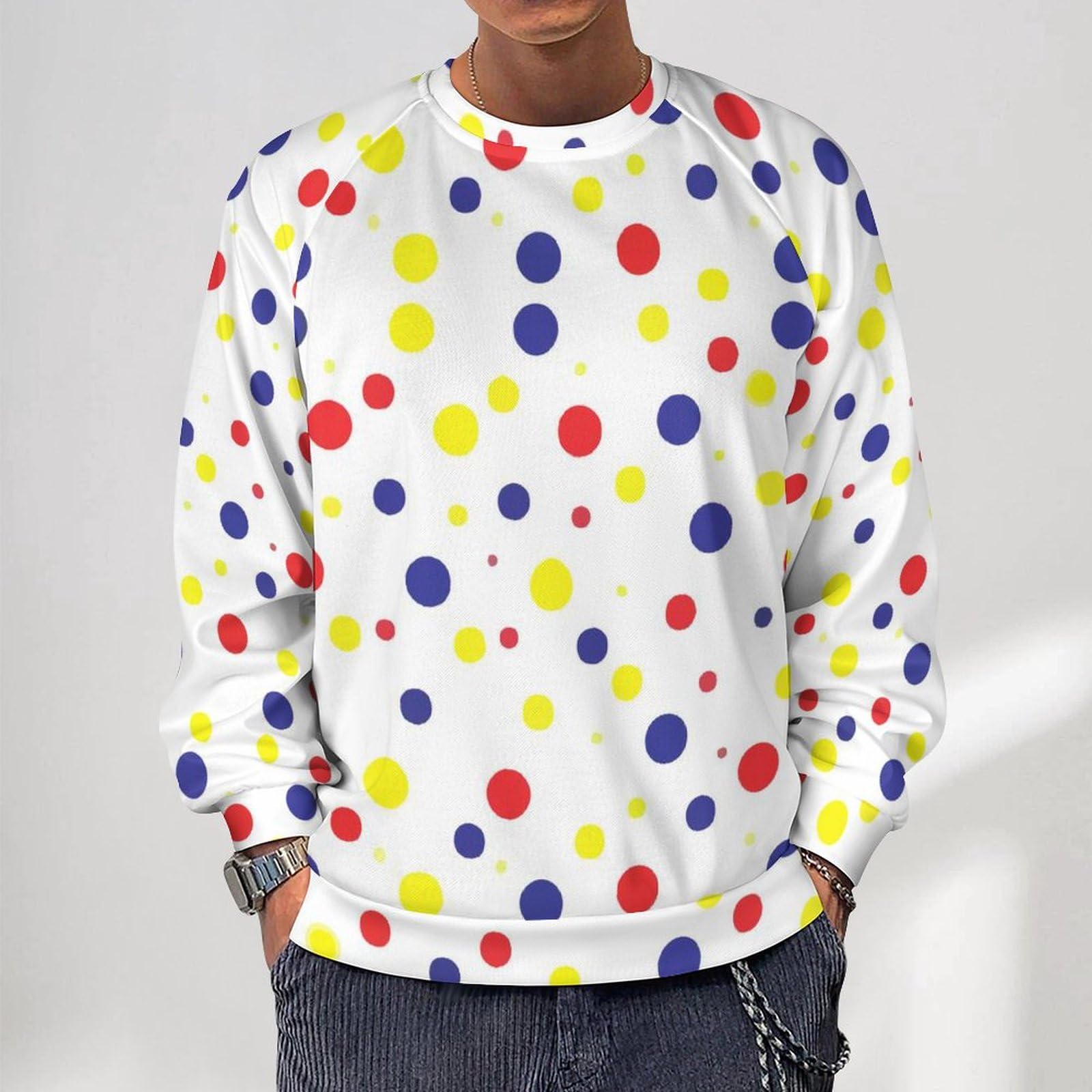 Amazon.co.jp: プルオーバー メンズ 長袖 カラフル ドット 水玉  
