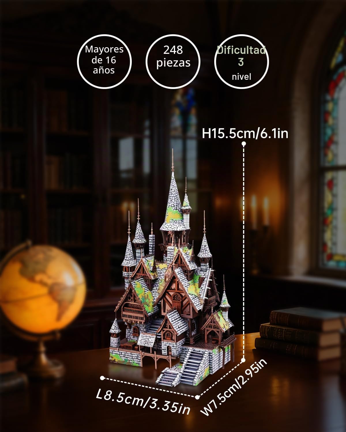 Piececool Puzzle 3D Adultos Metal Castillo de Hadas Maquetas para Montar,Acero Inoxidable 430,DIY,Regalo,Recuerdos,Colección,248 Pieces