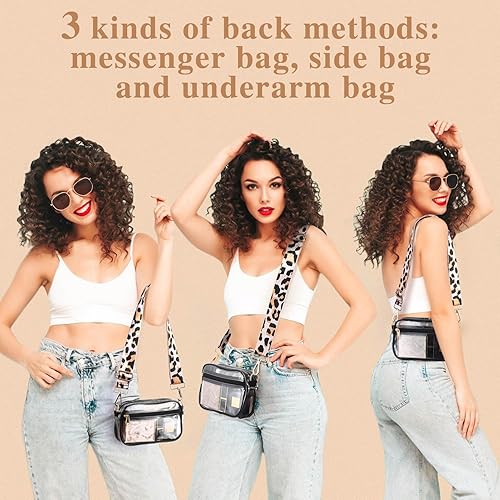 Miniatura 5 de HULISEN Bolso cruzado transparente aprobado para estadios, bolso transparente para mujeres y hombres, bolso de hombro transparente