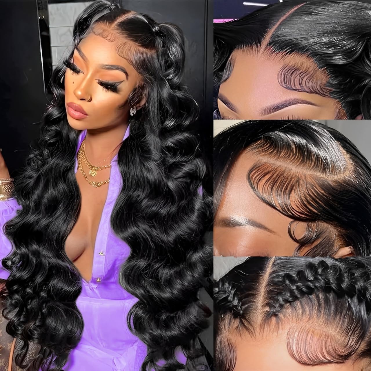 Brofoe 18 Inch 13x6 Lace Front Wigs Human Hair 200 Density Body Wave HD Lace Frontal - Pre Plucked Glueless Nature Look For Black Women