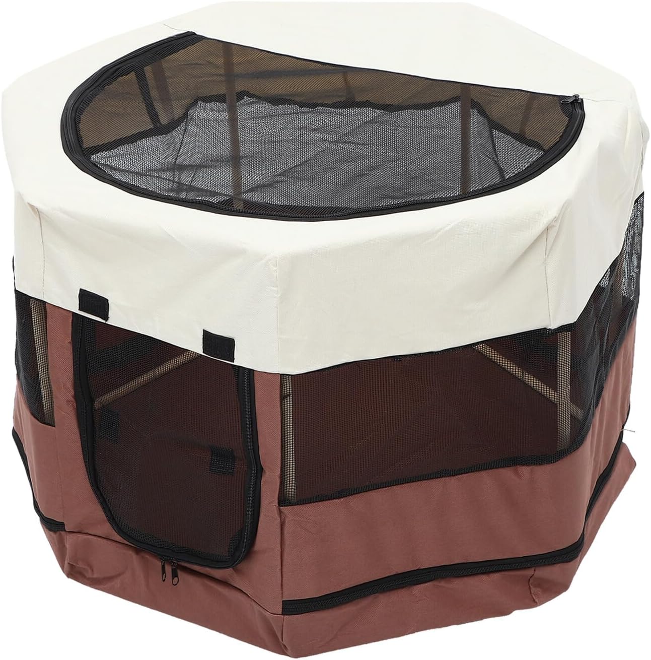 Octagonal Small Pet Playpen with Bite-Resistant Oxford Fabric Round Wood Frame, 74x74x43cm Indoor Puppy and Kitten Play Tent, Wear-Resistant Dog and Cat Shelter, Multipurpose