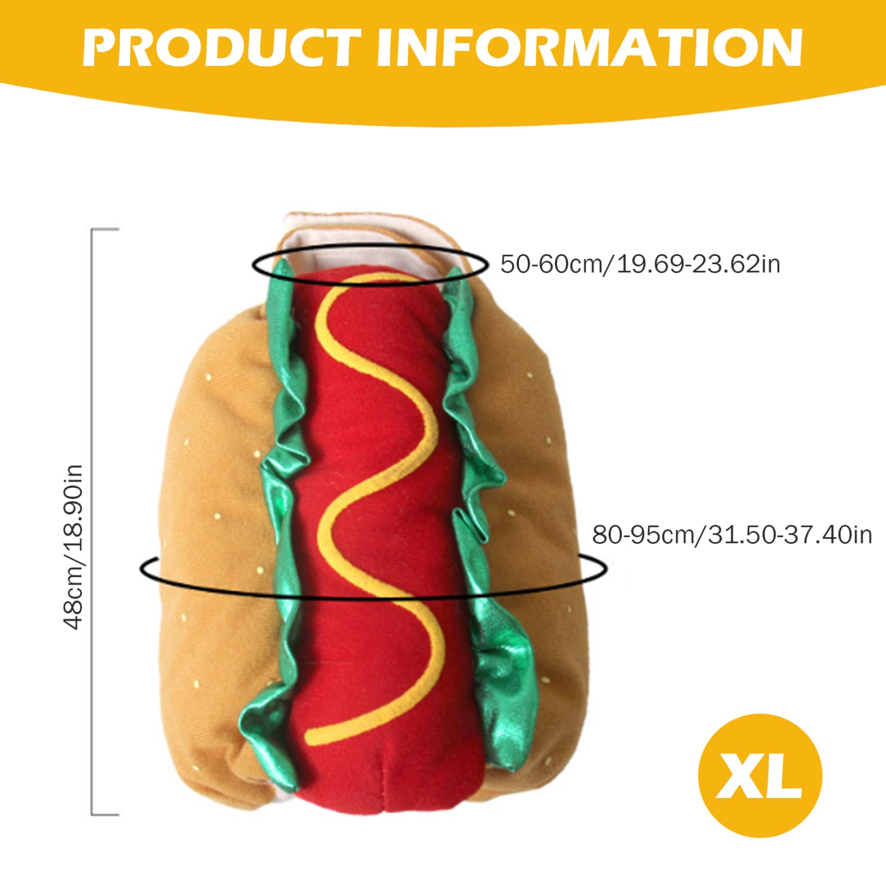 Hotdog-Hundekostüm, Hotdog-Hamburger, lustiges Hundekostüm, warme, weiche Hundebekleidung für Hunde und Katzen, Hundekleidung für Weihnachten, Halloween, Karneval, Kostümparty, XL-Hunde-Ko