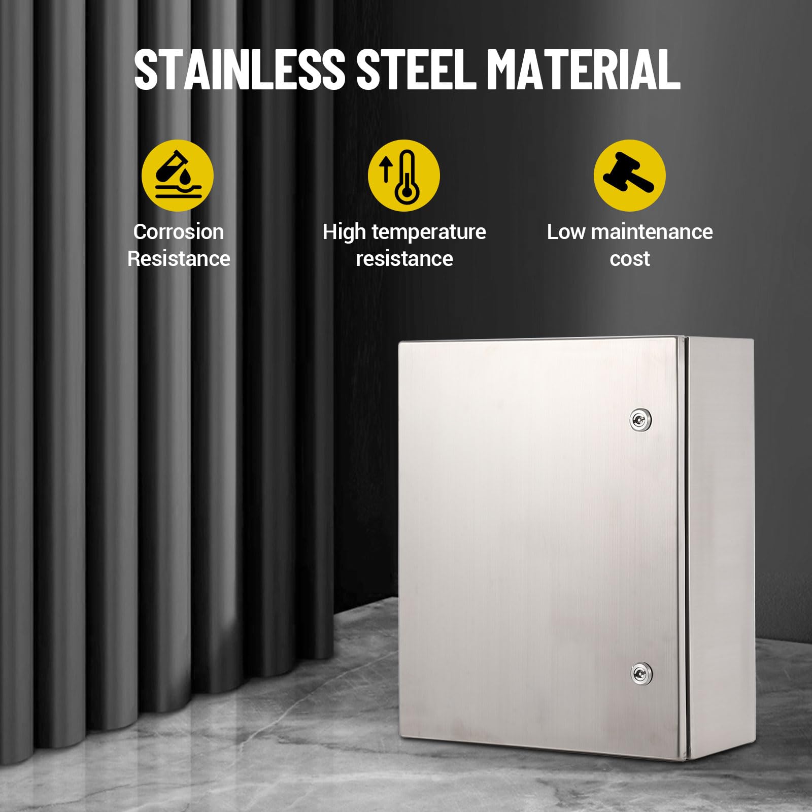 Garvee Boîte de dérivation électrique extensionérieure inox 304 étanche IP65 - Couvercle à charnière, serrure - Résistante à la corrosion/poussière - Pour installation intérieure/extensionérieure -