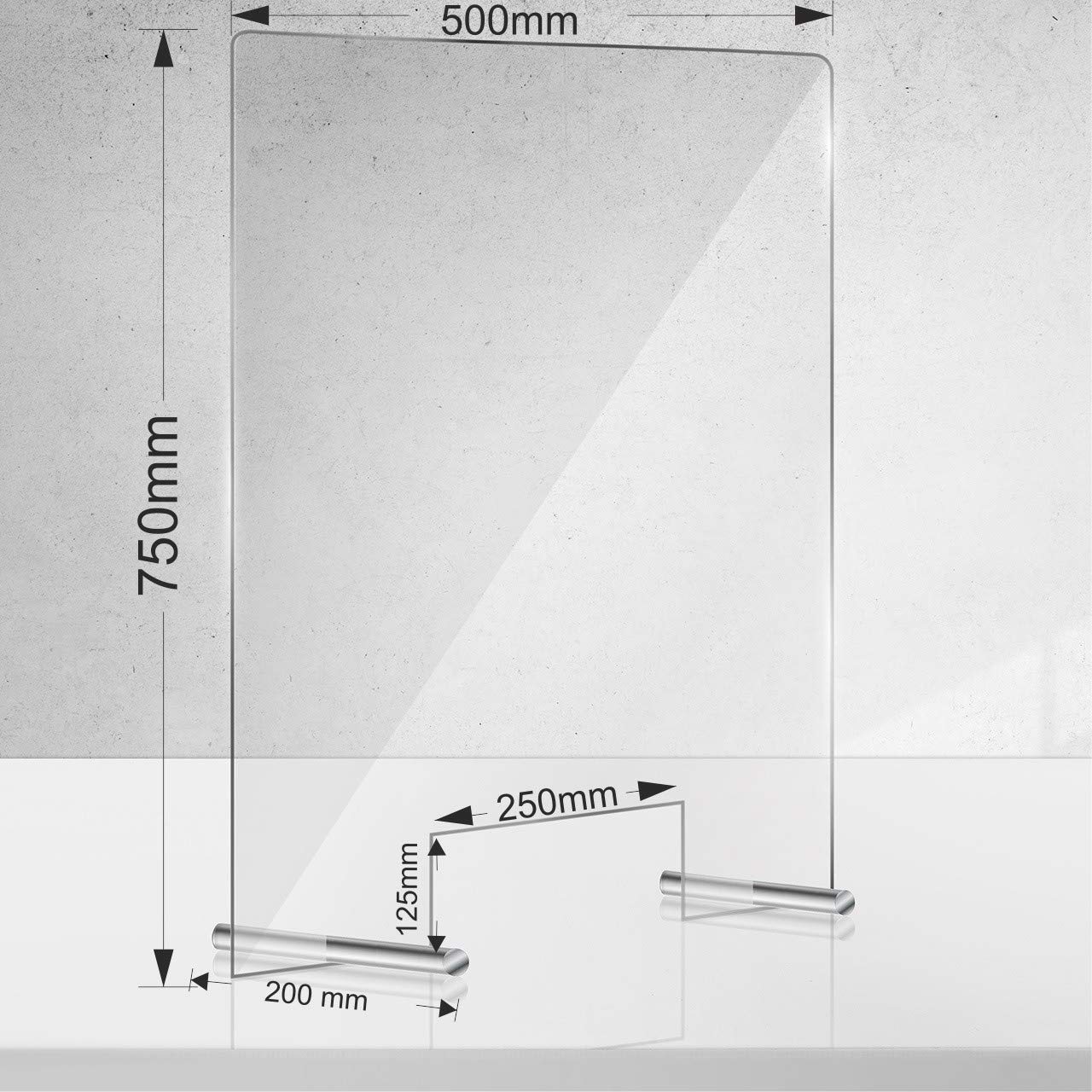 Manschin-Laserdesign Acryl Schutzschild | Niesschutz | Spuckschutz | Thekenaufsteller | Schutz gegen Tröpfcheninfektion 750x500mm (500x750 mm Hochformat)