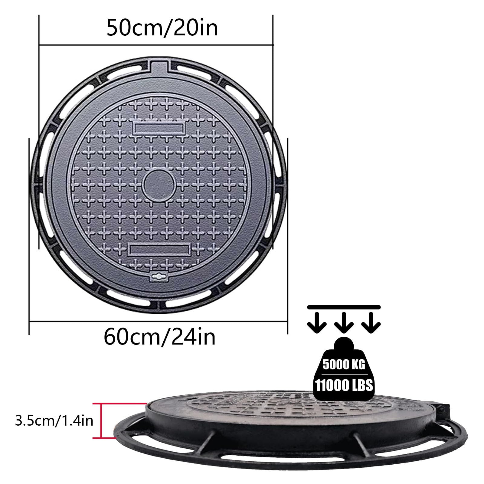 Grille De Drainage En Fonte épaisse - 30x50 Cm, Pour Regard Extérieur Anti-déchets