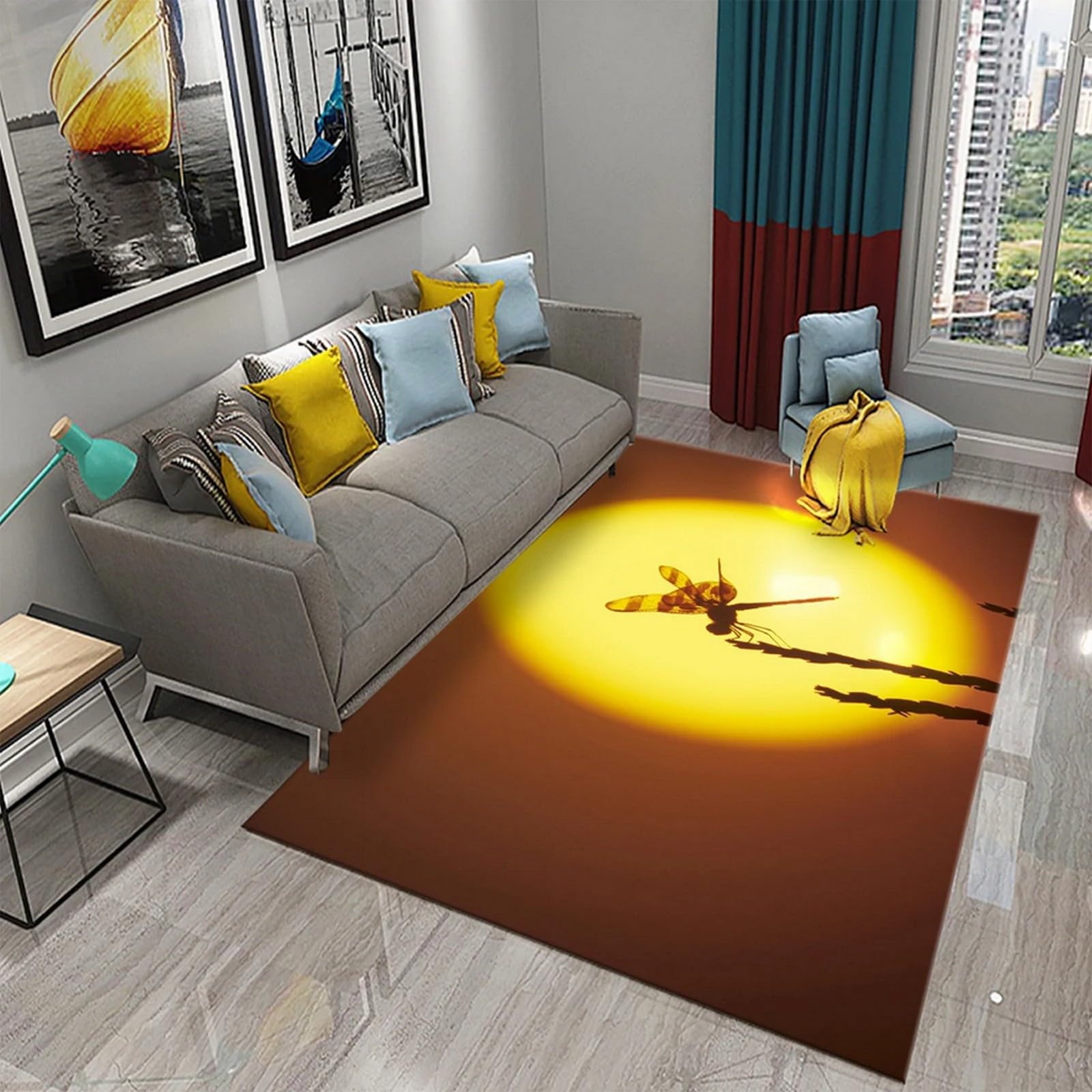 Tapis de salon doux libellule pour décoration de chambre moderne et ambiance cosy de canapé