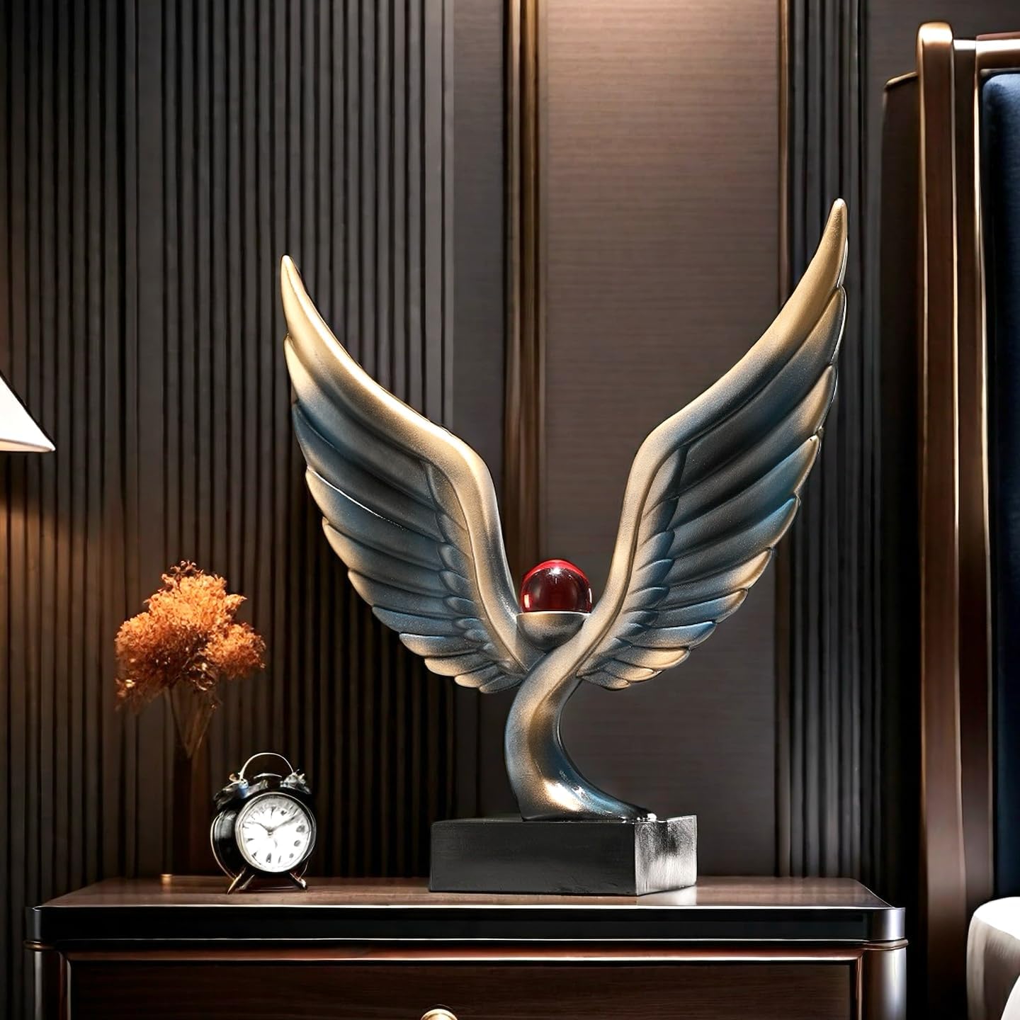 Abstract Eagle with Crystal Ball Statue Resin Art Sculpture Frgurines Gift for Home Decor Office Living Room Desktop Display Decorative Decoration (Blue) - Image 2