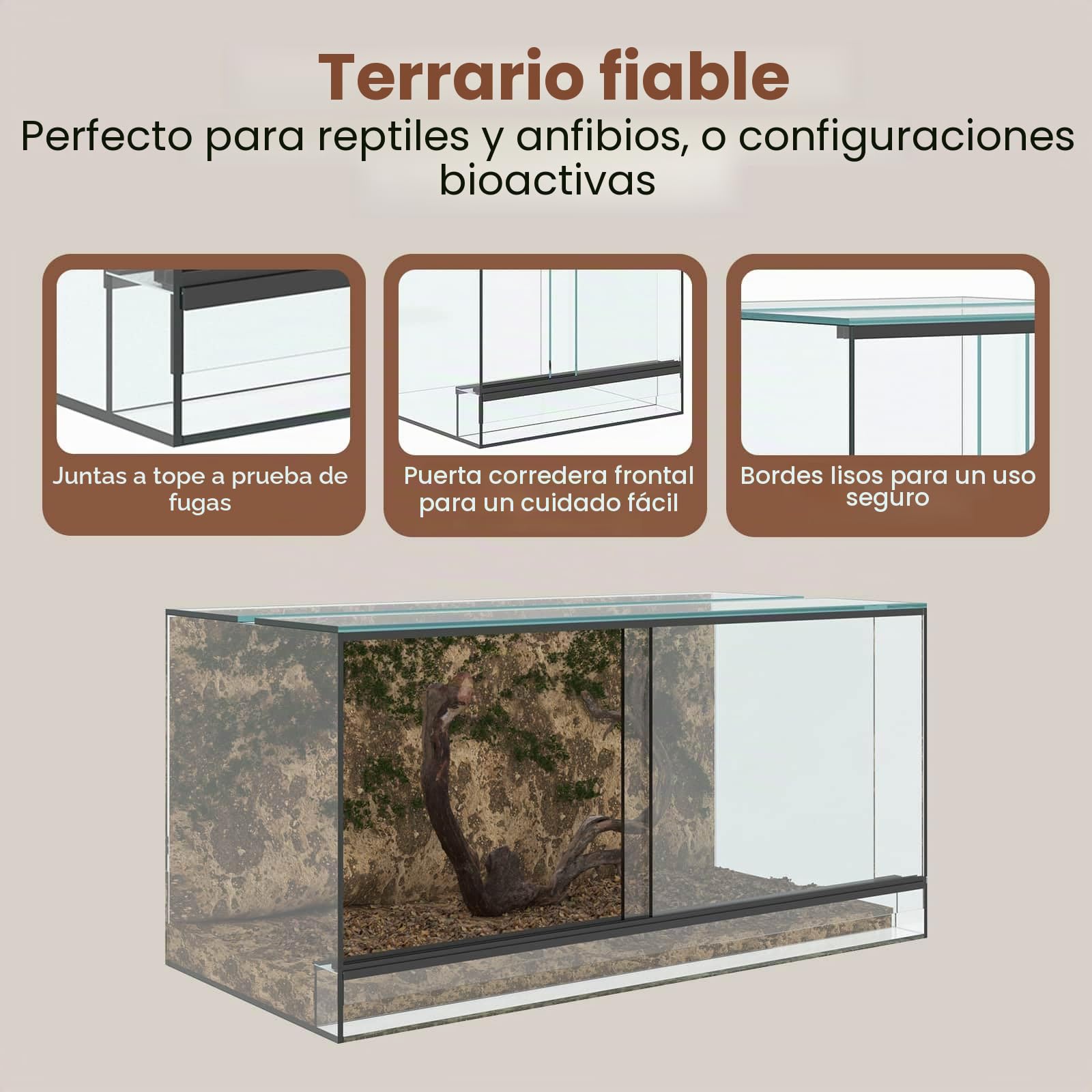 vidaXL Terrario Transparente 80 x 40 x 40 cm Cristal, Terrario de Vidrio Moderno, Refugio Resistente, hábitat 360°, hogar Transparente para Animales
