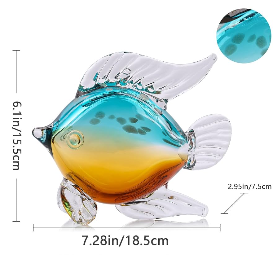 【龍風】美術品　ガラス製　魚　置物 大Size】龍神と鳳凰が共演する風水置物が金運・家庭円満・商売