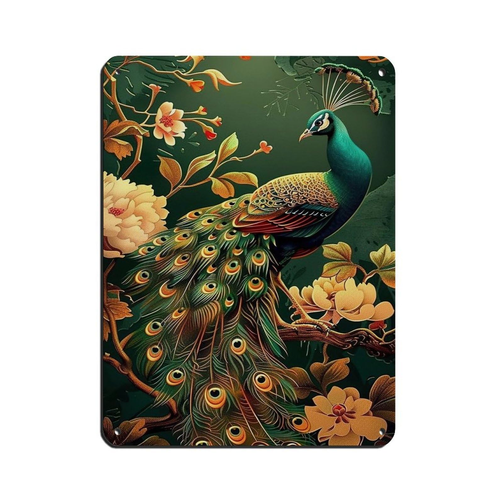 Vintage Peacock Painting Poster (2) Retro Poster Metal Tin Sign Chic Art Retro Iron Painting Bar People Cave Cafe Family Garage Poster Wall Decoration 12x16inch(30x40cm)