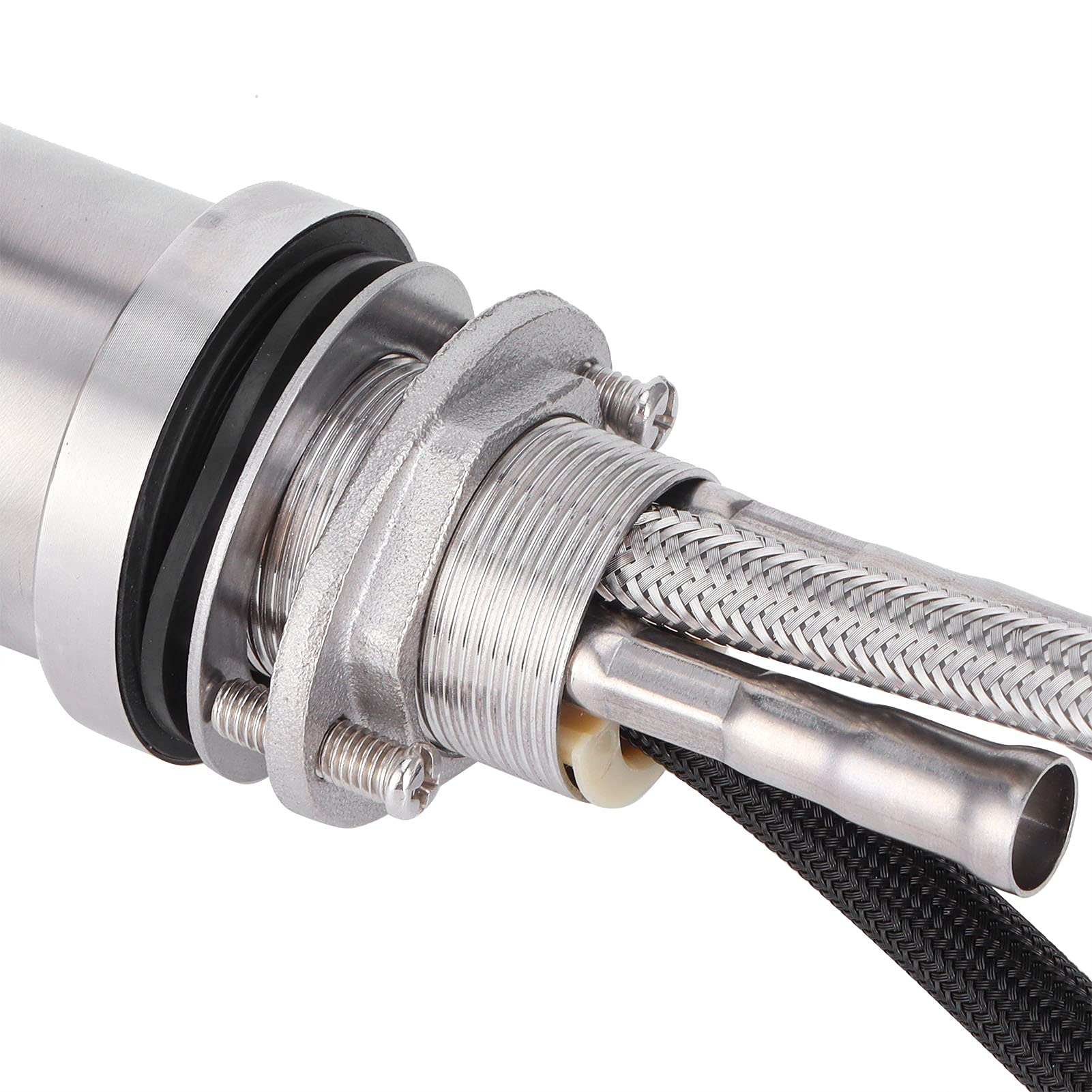 Fdit Grifo de Cocina G3/8, Grifo de Fregadero con Doble Salida de Agua, Extraíble y Telescópico, con Rotación de 360° y 2 Modos de Agua, para Ajuste de Caliente Fría