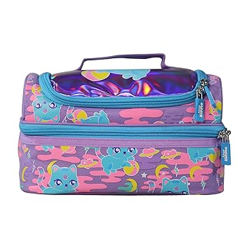 Dual Slot Lunch Bag V2 Kitty Theme | Purple | Kids & School Lunch Bag | Lunch Bag for Kids | Lunch Bag for School for Girl | Comes with 2 Main Compartment