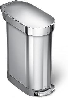 simplehuman 45 Liter / 12 Gallon Slim Hands-Free Kitchen Step Trash Can, Brushed Stainless Steel