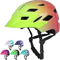 Vista 24 de Casco de bicicleta para niños y niñas, con luz LED, visera desmontable, para niños, jóvenes, adolescentes, multideporte, para patinaje, ciclismo