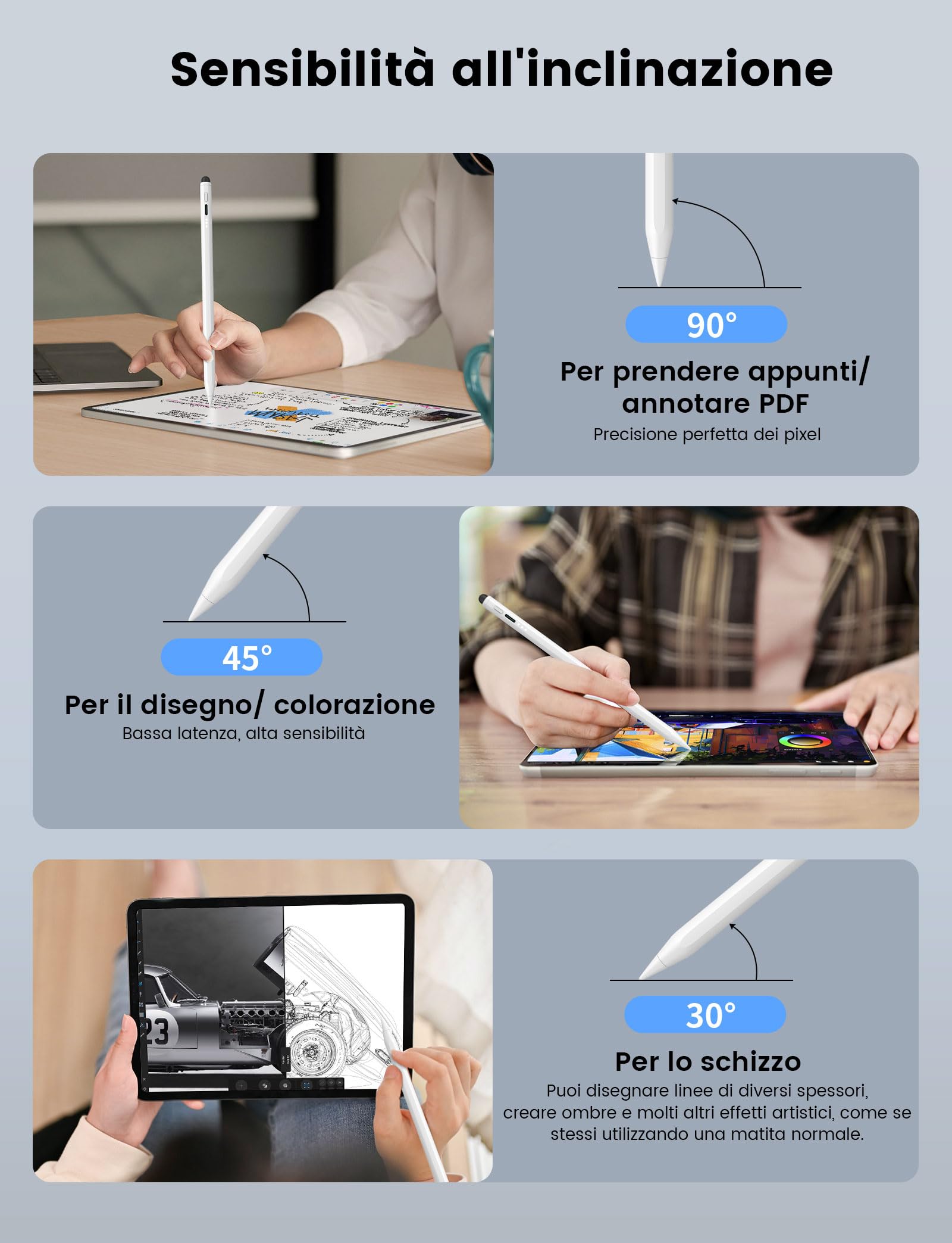 MEKO Stift mit Gummispitze, Pencil mit Schnellladung, Ablehnung der Handfläche und Neigungsempfindlichkeit