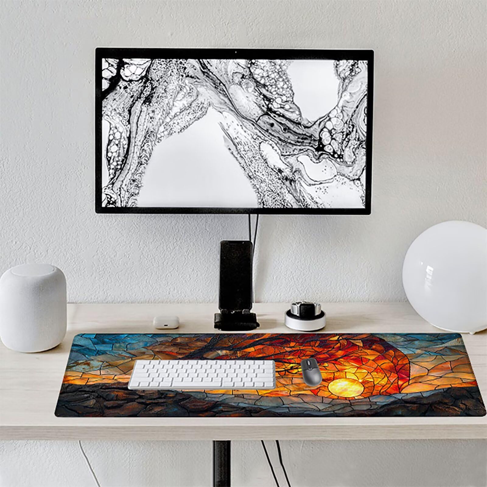 áRbol Alfombrilla Ratón Gaming XXL 1500 x 800 mm, Alfombrilla Gaming Amarillo Mousepad con Base de Goma Antideslizante, Impermeable Desk Mat para Teclado y Raton, Accesorios Gaming, Regalos Z-9