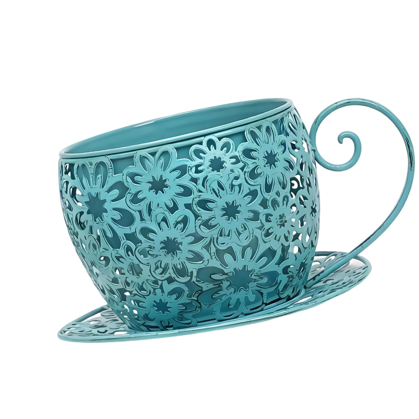 ZBIianxer Rustproof Iron Plant Pots Teacup Flower Basin Design for Windowsill Kitchen Work Yard Decoration Old Iron Flower Container