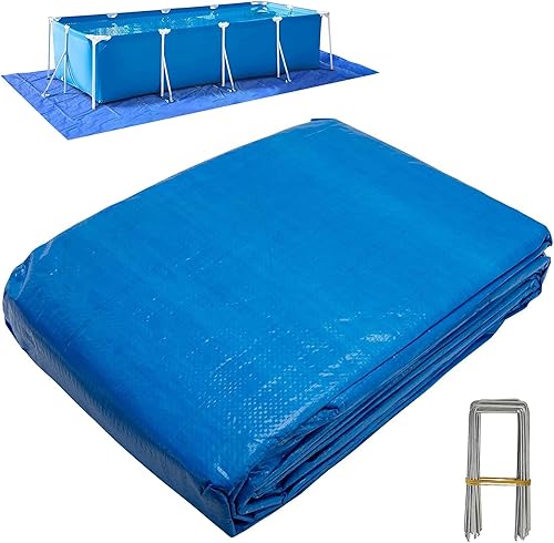 Miniatura 8 de codree Paños rectangulares de suelo para piscina, 9.7 x 6.7 pies, tela de polietileno impermeable para el suelo, lona cuadrada resistente al polvo