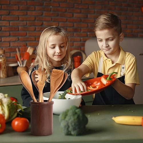 Miniatura 4 de Cucharas de madera para cocinar, cucharas de madera de agarre cómodo de 14 pulgadas, utensilios de cocina de madera para agitar, raspar, voltear y