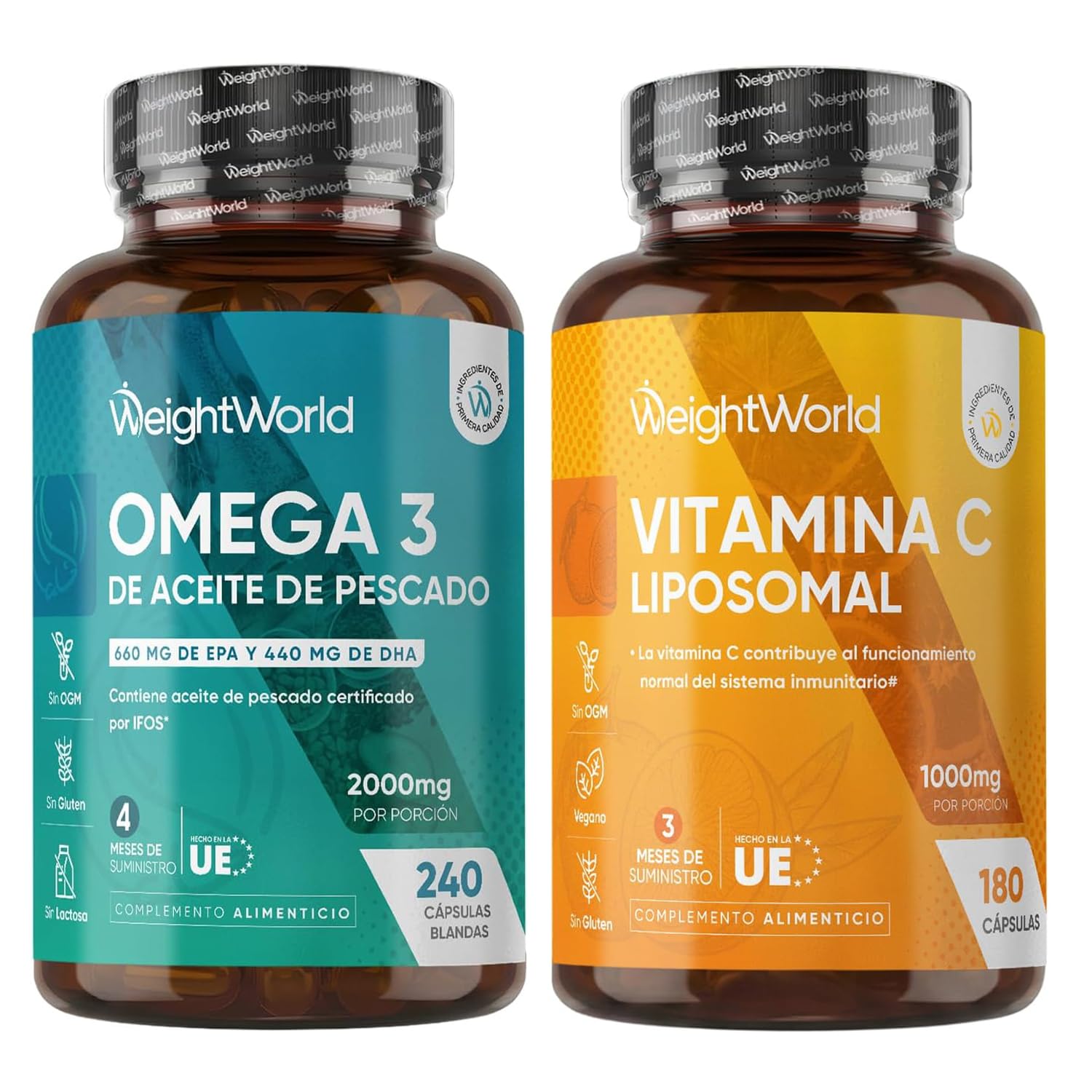 Pack Omega 3 2000mg + Vitamina C Liposomal 1000mg - Con Rosa Mosqueta