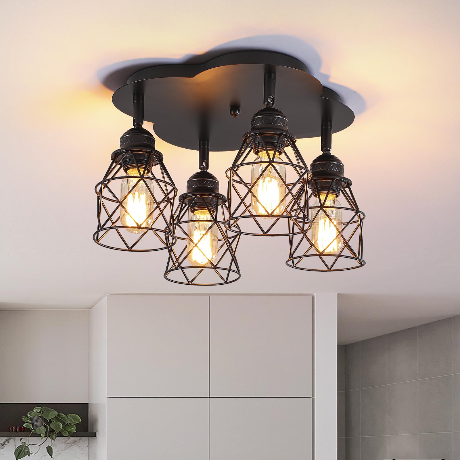 Kitchen Light Fixtures Ceiling Mount Adjustable Semi Flush Mount Ceiling Light Multi-Directional Lamp for Kitchen Hallway Dining Room