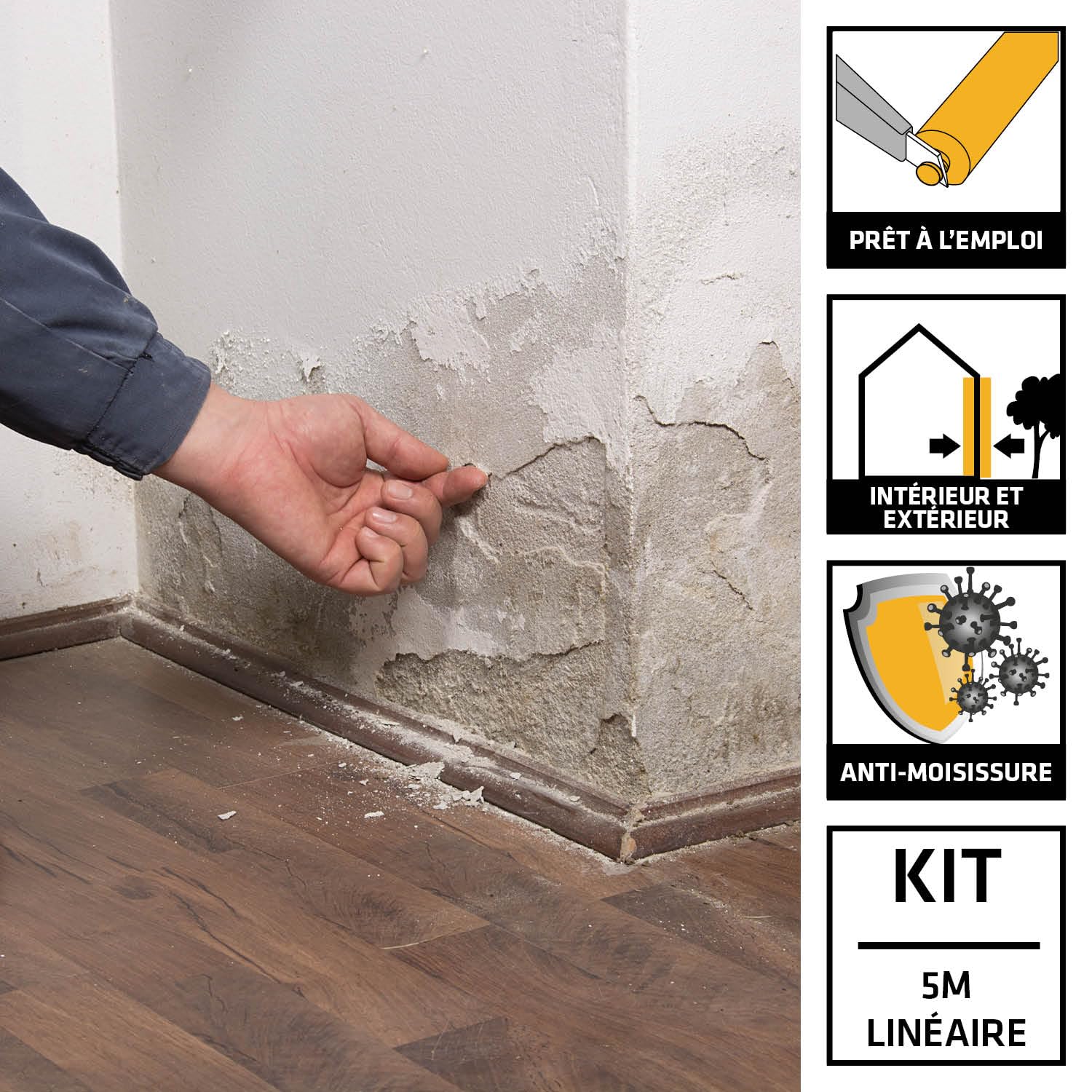 SIKA - Kit anti-humidité des murs - SikaMur InjectoCream 100-5m linéaire | Traite les remontées d’humidité dans les murs - Int/Ext - Action anti-moisissures - Application facile par injection