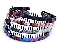 Vista 18 de 4 piezas - Diadema multicolor con dientes de resina protectora - Diadema con peine - Accesorios para el cabello de Beauty hair (Multicolor-No.9)