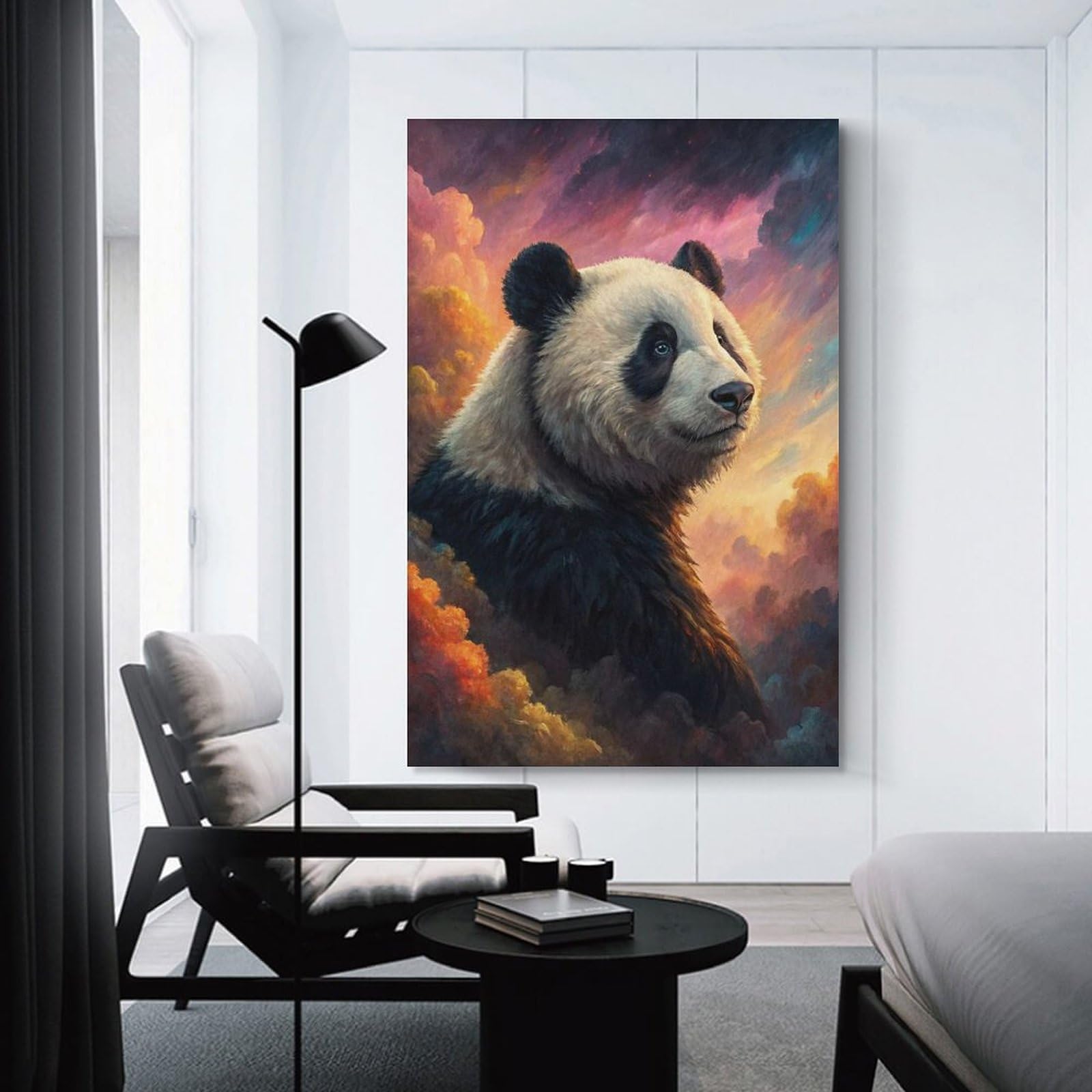 Junmoney Panda in A Cosmic Sky Canvas Wall Picture 24x36inch(60x90cm), for Contemporary Homes, Apartments Or Offices, Wall Decor with Flexible Room Appeal