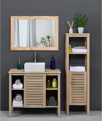 Vista 54 de AAZZKANG Espejos para pared, espejo colgante con marco de madera rústica, 20 x 16 pulgadas, decorativo para casa de campo, dormitorio, baño, sala