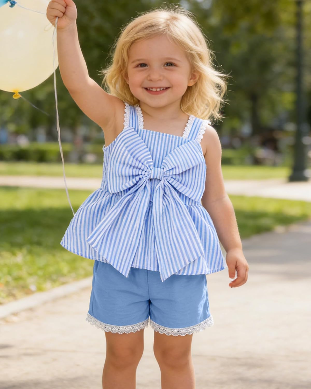 Coco&RARA Toddler Girl Clothes Outfits 1-5T Baby Summer Sping Little Kids Sets Cute Bowknot Sleeveless Top Shirts Shorts Set