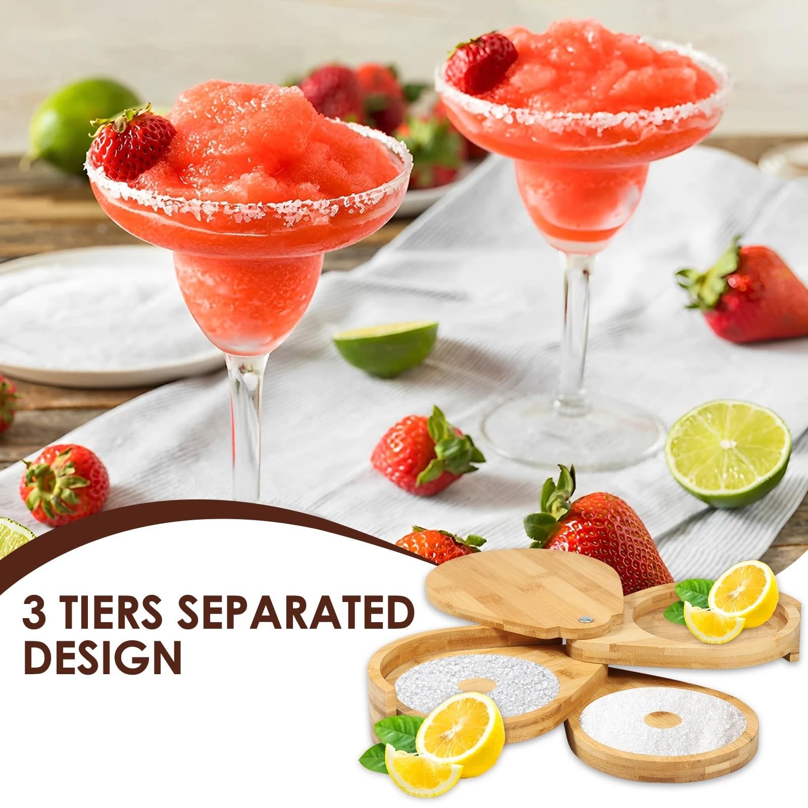 Sel à Margarita 3 Niveaux, Pliable et Portable, avec récipient Sucre épices. Accessoires de Barman pour FêTes Bar