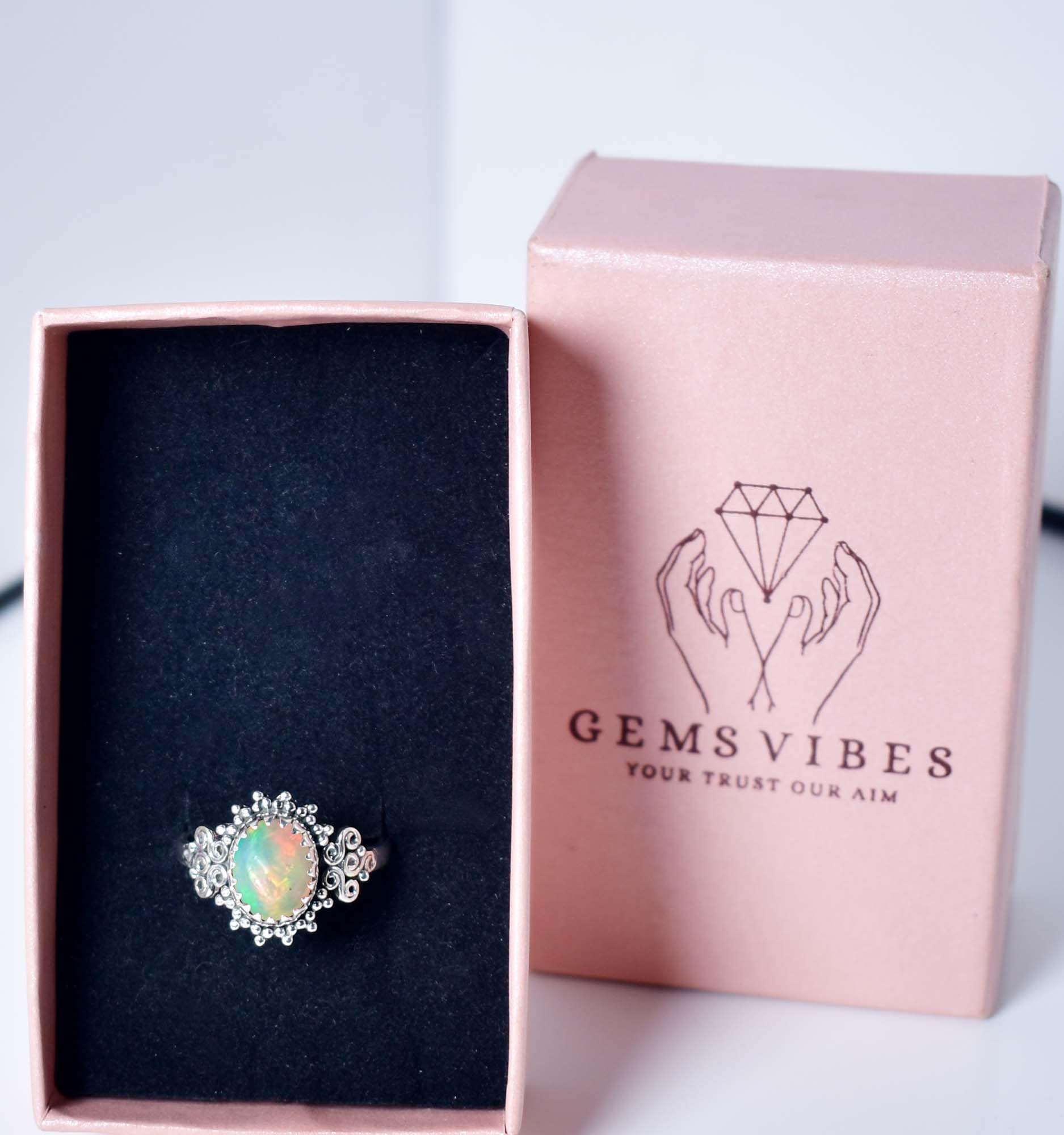 Anello in opale etiope multifuoco, in argento sterling 925, fatto a mano, con pietre preziose, per donna, anello in opale naturale, regalo per lei, taglia 6