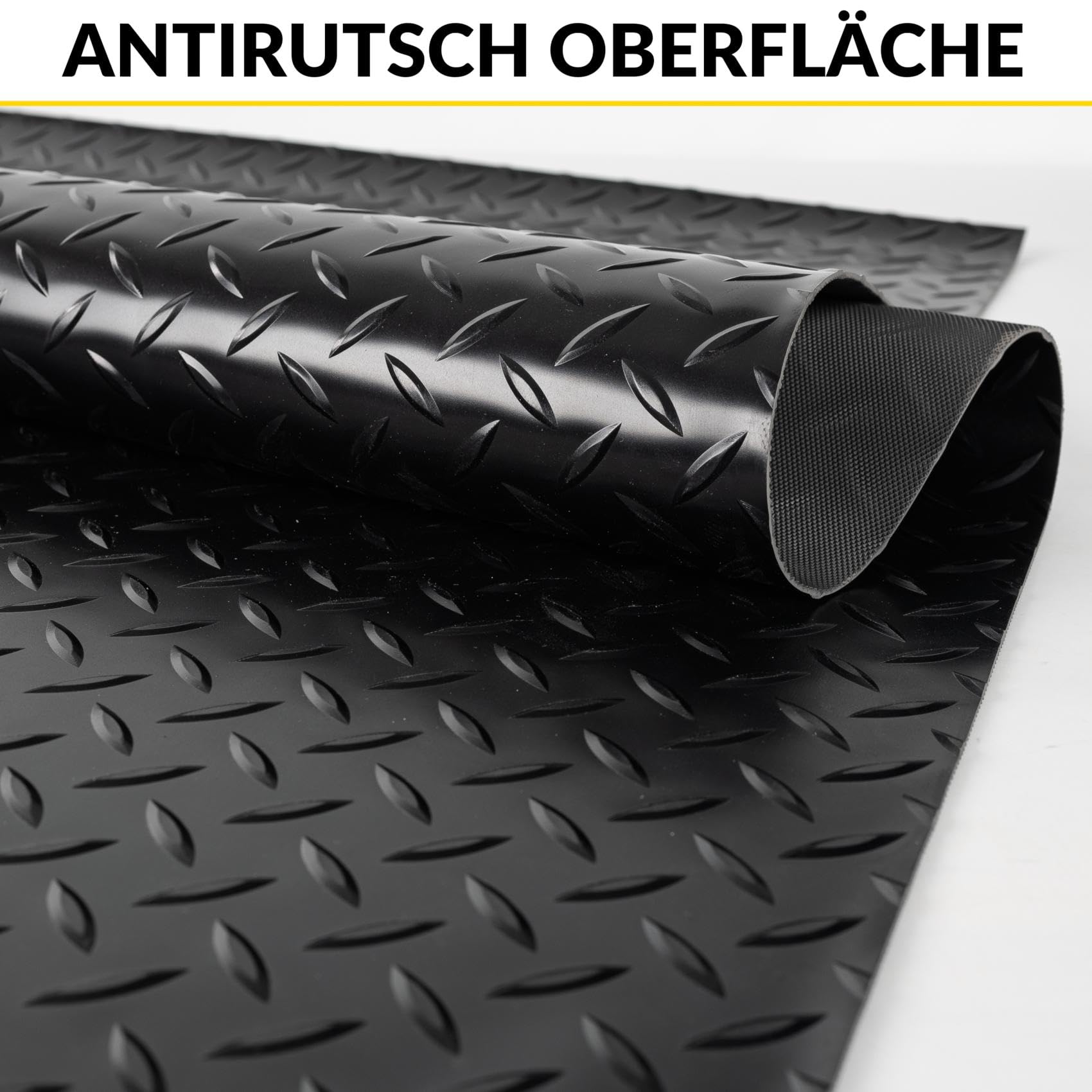 Revestimiento de suelo de PVC por metros, 1,5 mm, alfombrilla antideslizante, inodora, granulada, chapa estriada, a cuadros, antideslizante, chapa para lágrimas, color negro, 650 x 100 cm
