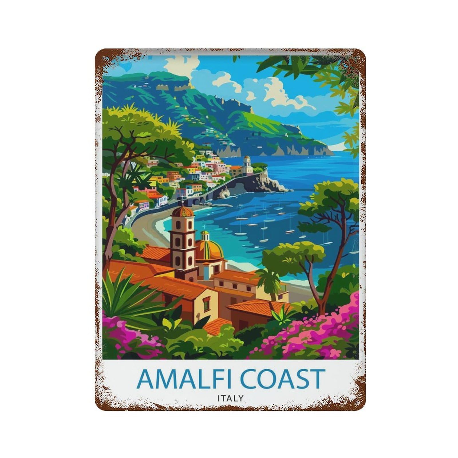 xiaoxiaoshen Amalfi Coast Italy Travel_4 Wall Decor Art Metal Tin Poster Modern Home Decor Art Home Bar Shop Decorations Vintage Sign 40x30cm