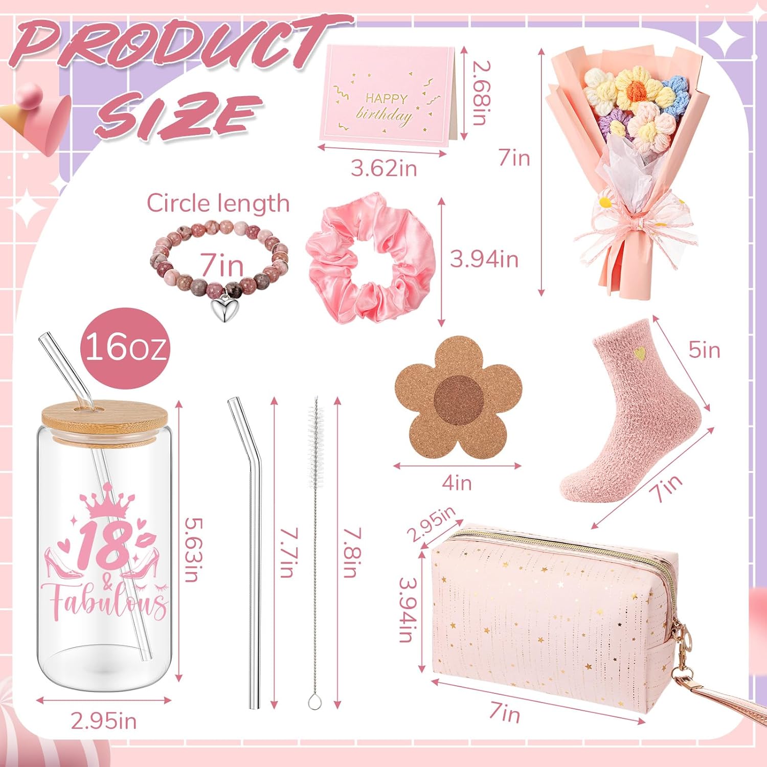 18th Birthday Gifts for Girls Happy 18th Birthday Gift Ideas for 18 Year Old, 18 Bday Decorations for Her Pink Presents for Friends, Wife, Mom, Bestie, Sister, Niece, Coworkers - Image 3
