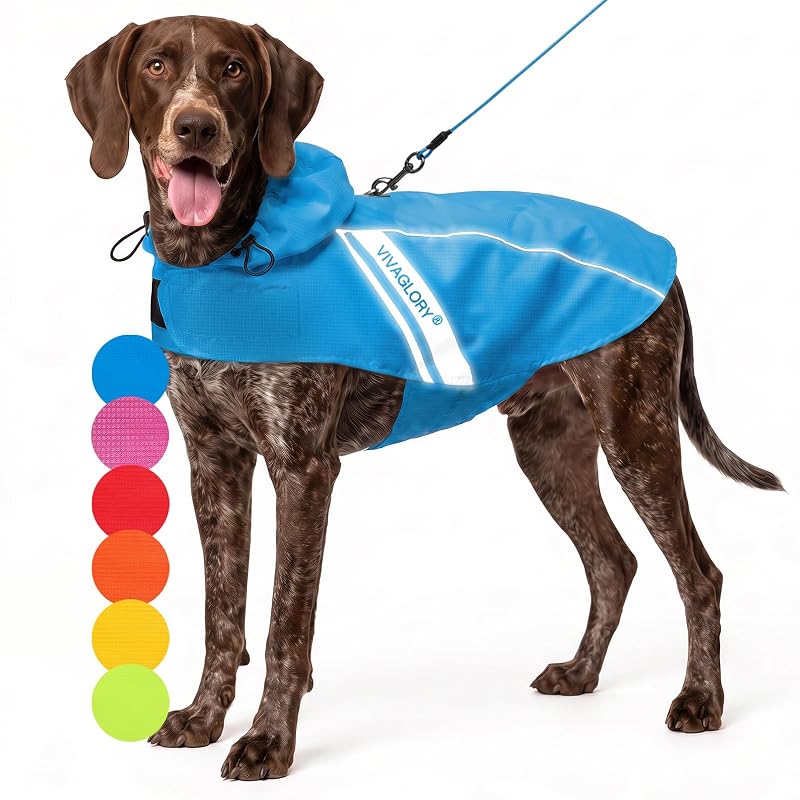 Capa de chuva repelente à água para cães VIVAGLORY Blue XL (76,2–86,36 cm de circunferência torácica)