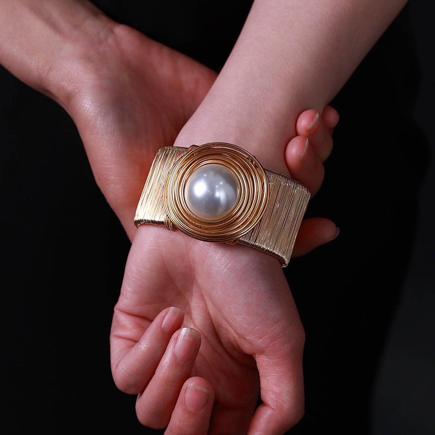 Chunky Gold Cuff Bracelets for Women Stack Silver Bracelet Vintage Bohemian Indian Bangles for Women Adjustable Open Wide Gold Bangle Bracelet Trendy Statement Jewelry - Image 6