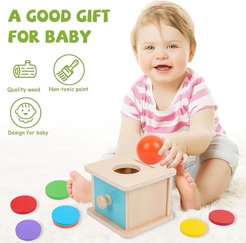Miniatura 6 de Adena Montessori Caja de monedas de juguetes para bebés con bola azul puerta gran regalo para niños pequeños de 6 a 12 meses