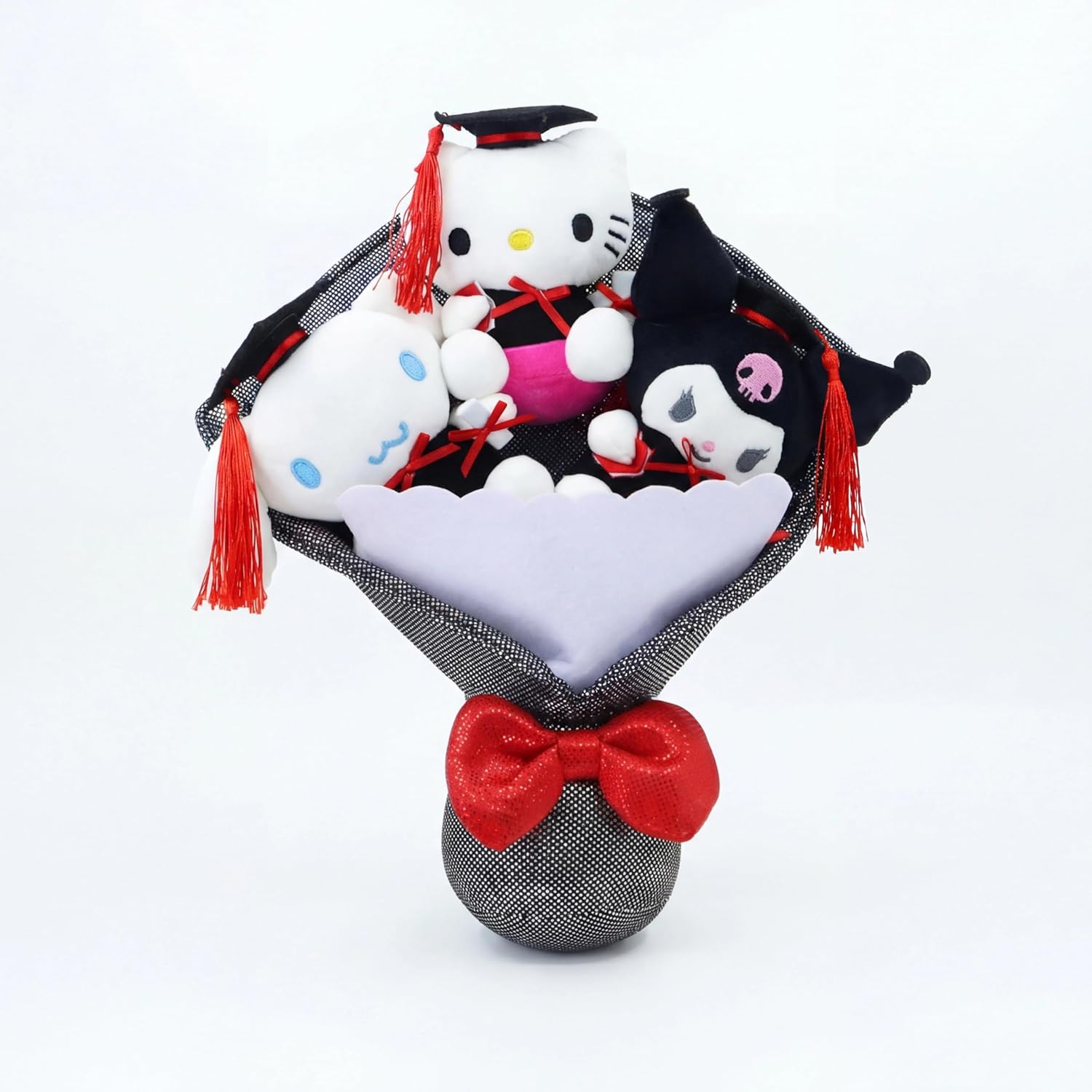 RELIGES Cute Graduation Plush Flower Bouquet - 3 Pcs Cartoon Stuffed Animal Gift for Her, Girls, Friends & Classmates, Ceremony Decoration, Party Favors