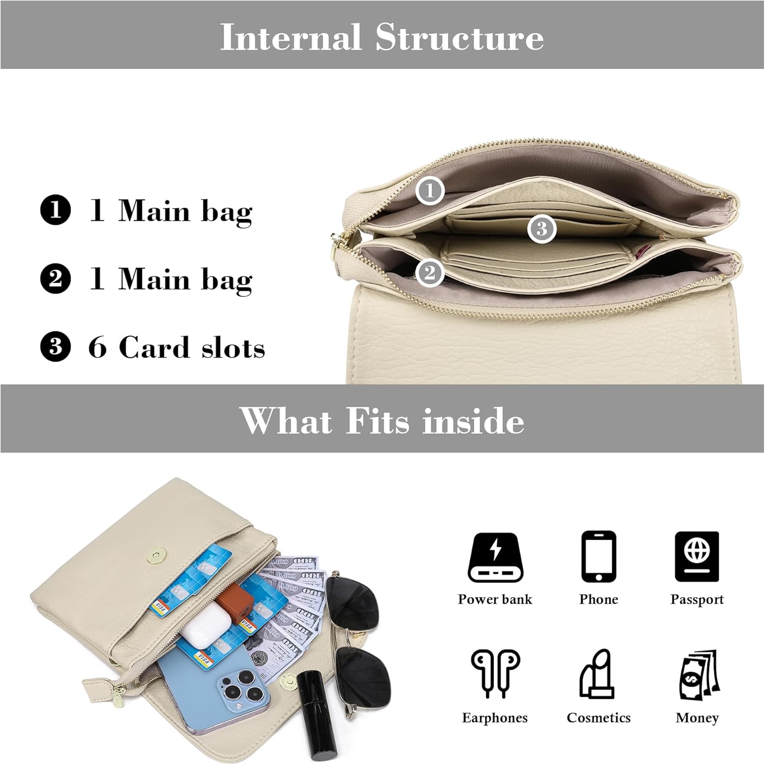 MINICAT RFID Blocking Small Crossbody Bags for Women Vegan Leather Mini Travel Purses Cell Phone Purse Cross Body Bag - Image 5