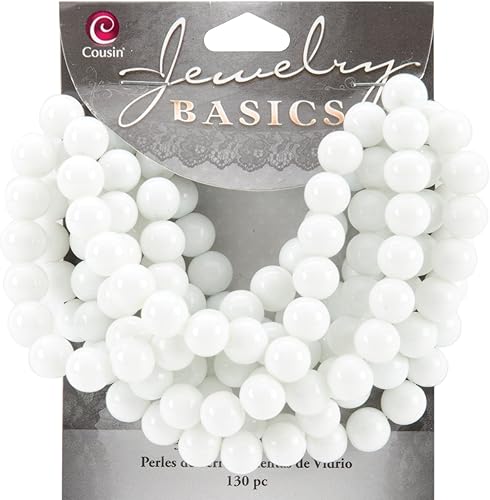 Primo DIY cuentas redondas blancas, 0.315in, 130 piezas