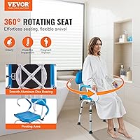 Vista 2 de VEVOR Silla de ducha giratoria de 360 grados, asiento de ducha ajustable con brazos giratorios y asiento de baño acolchado para ducha o bañera