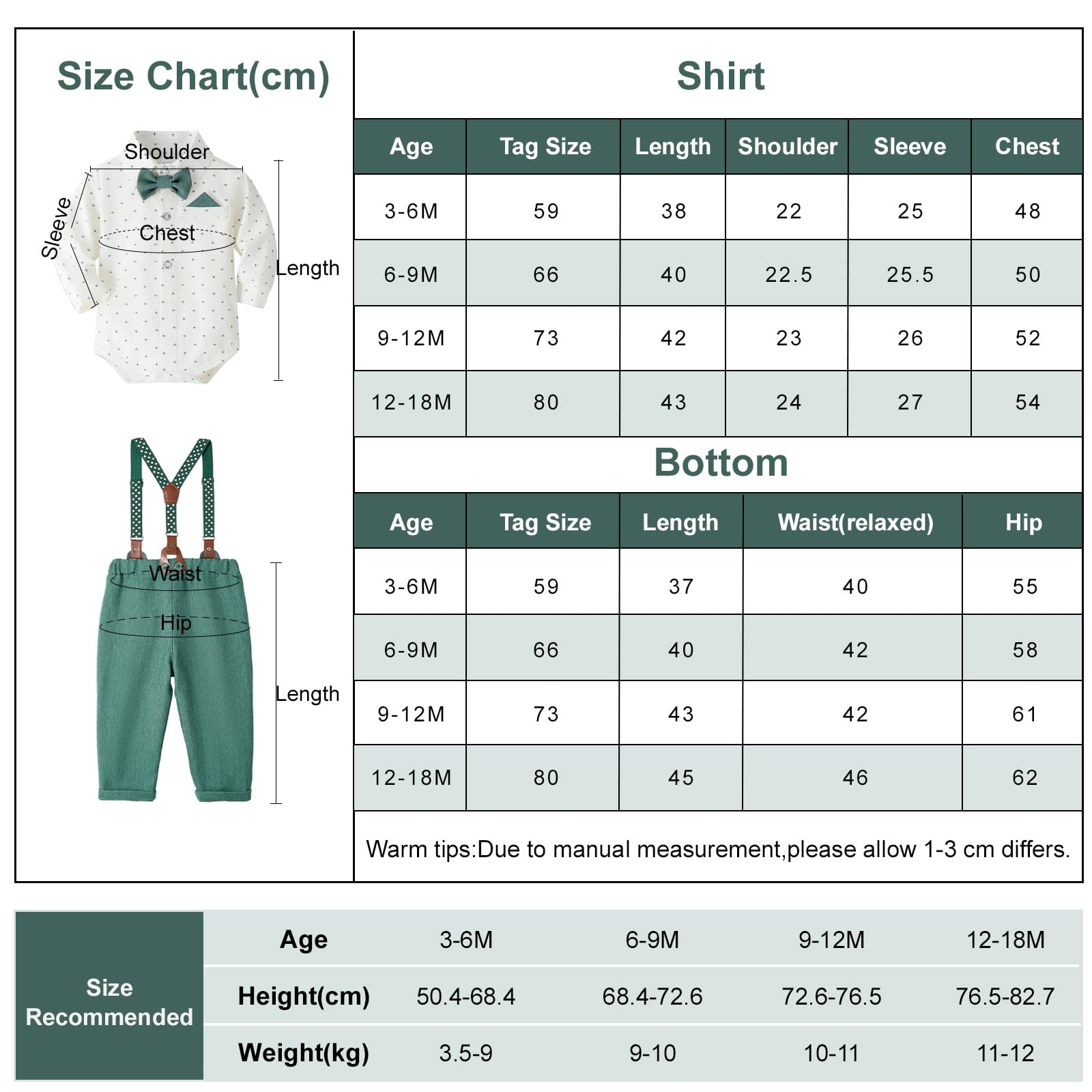 Volunboy Bebé Niño Caballero Conjunto, Cuadros Camisa con Pajarita + Tirantes Pantalones 4 Piezas Traje Ropa