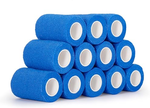 Cohesive Bandage 7.5cm x 4.5m Self-Adhesive Bandage Elastic Bandage for First Aid Finger Hand Fixing Bandage Pet Vet Wrap Cohesive Plaster Bandage Blue