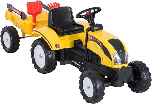 HOMCOM Pedal Go Kart Ride on Tractor w/Shovel & Rake Four Wheels Child Toy